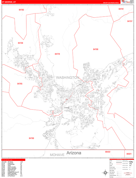 St. George Zip Code Wall Map